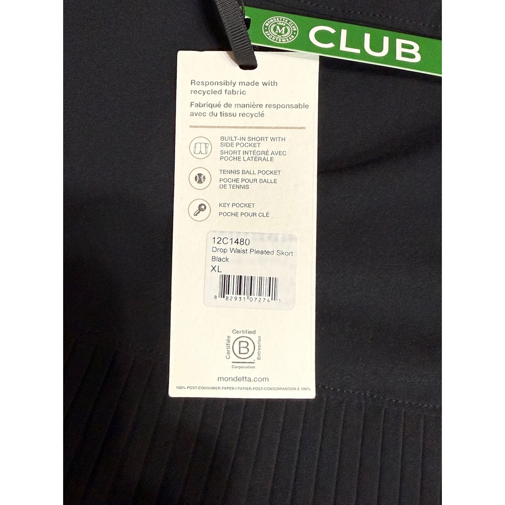 Mondetta Drop Waist Pleated Skort Womens XL Black Performance Skirt Preppy - Picture 5 of 10